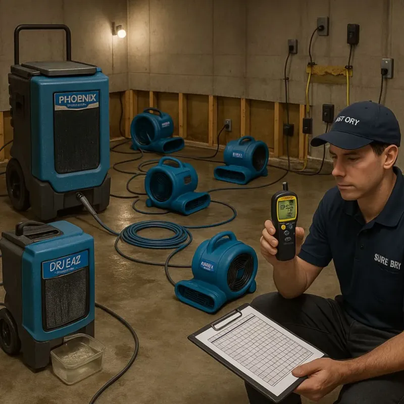 Structural Drying and Dehumidification process in Worcester County, MA